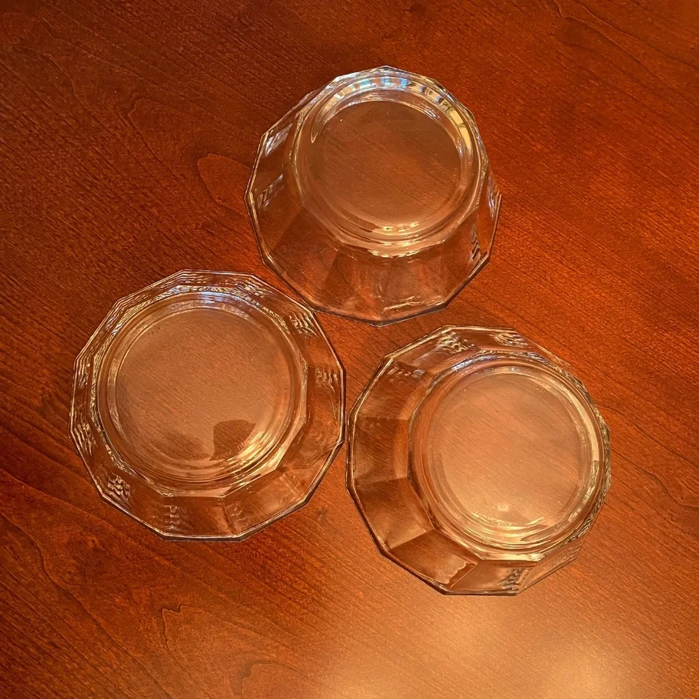 Set of 3 Glass Bowls – 5.5” Wide – Octagonal Shape